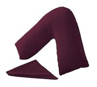 BuzzBuy Housse de coussin en forme de V, 100 % polycoton pour soutien du dos et du cou, orthopédique, grossesse/allaitement, housse de coussin uniquement - Fermeture à enveloppe (prune)
