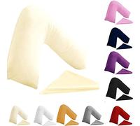 BuzzBuy Housse de coussin en forme de V, 100 % polycoton pour soutien du dos et du cou orthopédique pour grossesse/allaitement, taie d'oreiller uniquement, fermeture à enveloppe (crème)