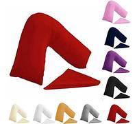 Buzzbuy Housse de coussin en forme de V, 100% polycoton, Soutien du dos et du cou, orthopédique pour grossesse/allaitement, Housse de coussin en V uniquement - Fermeture enveloppe (ROUGE)