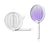 BUZZEAP Raquette Moustique Electrique, Tapetteà Mouche Électrique 4000V, 2 en 1 Tête Rotative Rechargeable Raquette Electrique Insectes, Lampe UV Anti Moustique, Attrape Mouche Tue Mouche, 1200mAh