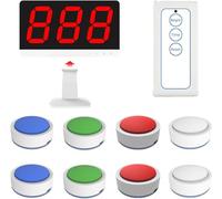 Buzzer de réponse au Jeu, système de Buzzer sans Fil pour Quiz, 100 m, 8 transmetteurs et 1 Moniteur hôte, pour des Jeux en Classe, soirées Quiz.
