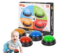 Buzzer de réponse - Paquet de 4 boutons sonores carrés de 9 cm | Déclencheur réactif avec matériaux robustes de haute qualité | Kit de compétition de jeu télévisé | Outil d'activité en ivert