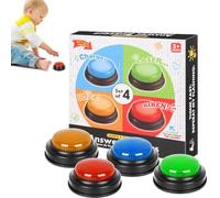 Buzzer pour réponse rapide - haute qualité 9x9x3,5 cm | Jeu Bžzêr Réveil avec 4 boutons, soirée en famille, jeux en classe, quiz | pour concours, débats