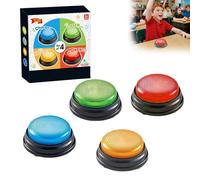 Buzzer sonore et Lumineux pour enseigner avec Salle de Classe,Set de 4 Buzzer Blind Test, Answer buzzers Blind Test,Accessoires de Jeu télévisé,Cadeaux de Noël pour Enfants (4pcs)