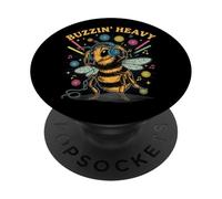 Buzzin' Heavy Bee DJ Disco Party Music Lover Vibe PopSockets PopGrip Adhésif