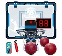 BuzzoXerex Panier de Basket Interieur, Mini Panier de Basket pour Chambre, Basketball Hoop avec Télécommandes, Lumières de 7 Couleurs, Tableau de Bord Électronique, 3 Ballons pour Enfants Age 6+