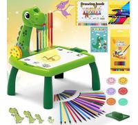 BuzzoXerex Projecteur Dessin Enfants, 48 Pièces Tableau Dessin Projection Enfants Set avec 48 Motifs, Carnet de Croquis, Carnet d'autocollants, Crayons de Couleur pour Enfant 3-10 Ans (Vert)