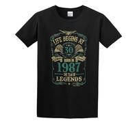 Buzzs Life Begins at 3 Born in 1987 Year of Legends 3Th Birthday Gift Unisex Cotton T-Shirts Black XXXL