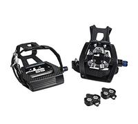 BV Pédales de vélo Shimano SPD de 9/16" avec clips d'orteils (crampons SPD inclus) - VTT, rotation, intérieur, exercice, Peloton, noir