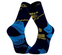 BV Sport Chaussettes de randonnée Trek GR65 Compostelle Haute Polyamide Bleu/Jaune 42-44