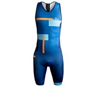 Bv Sport - Combinaison Triathlon 3X100 Bleu Orange - M - Short de trail