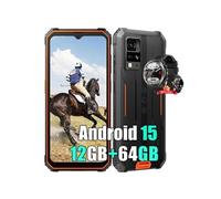 Blackview BV4800 SE Téléphone Portable Incassable,Android 15 Smartphone 12Go+64Go 6.56 Dual SIM 4G Orange avec Smartwatch Blackview W50 Pro Orange G