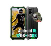 BV4800 SE Téléphone Portable Incassable,Android 15 Smartphone 12Go+64Go 6.56 Dual SIM 4G Vert avec Smartwatch Blackview W50