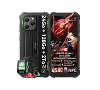 Smartphone Blackview Téléphone Portable Incassable BV5300 Plus Android 13 6,1 128 Go 6580mAh Vert avec Smartwatch Blackview R30(Noir)
