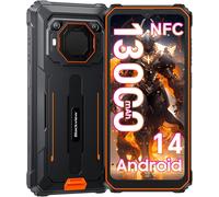 Bv6200Pro Telephone Portable Incassable Android 14, 13000Mah Batterie/18W, 18Go+128Go/Tf 2To,13Mp+8Mp Caméra, 6.56''Hd+Smartphone Incassable,Smart-K Box Speaker/Face Id/Nfc/Gps/3 Card Slots