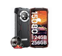 Smartphone Blackview BV9300 Pro Téléphone Portable Incassable 6.7 24Go+256Go 15080mAh Orange avec Smartwatch Blackview W50(Noir)