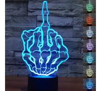 BVAZTVP Lampe de table LED 3D doigt d'honneur - Veilleuse illusion d'optique - 7 couleurs changeantes avec chargement USB - Contrôle tactile - Décoration de chambre à coucher pour enfant et adulte