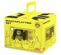 BVB x Ostmann - Lot de plaques Manta - Pommes de Saucisse au Curry à Faire soi-même - Sel à Pomme, Poudre de Curry, Sauce au Curry et 8 Bols dans l'édition Fan BVB - Idéal pour Offrir