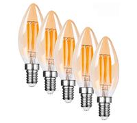 BVCL Ampoules Bougie à Filament LED E14, C35 4W Rétro Non-Dimmable Ampoule LED Bougie, 4W 320 lumens remplace 35 Watts, 2300K Blanc Chaud, Lampe Edison,Pack de 5