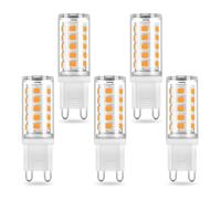 BVCL Ampoules LED G9 à intensité variable 3 W, remplacement for ampoule halogène 30 W, AC 230 V, 360 lm, sans scintillement, lot de 5 for lustres et lustres en cristal(Warm White 3000K)