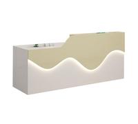 BVCL Bureau d'accueil avec éclairage LED, tiroirs et armoires verrouillables, idéal for Bureau, Accueil, Centre d'information, Commerce(Beige - Right,260cm)