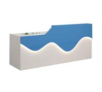 BVCL Bureau d'accueil avec éclairage LED, tiroirs et armoires verrouillables, idéal for Bureau, Accueil, Centre d'information, Commerce(Blue - Right,260cm)