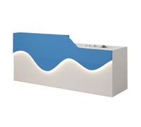 BVCL Bureau d'accueil avec éclairage LED, tiroirs et armoires verrouillables, idéal for Bureau, Accueil, Centre d'information, Commerce(Blue - Left,360cm)