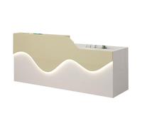 BVCL Bureau d'accueil avec éclairage LED, tiroirs et armoires verrouillables, idéal for Bureau, Accueil, Centre d'information, Commerce(Beige - Left,260cm)