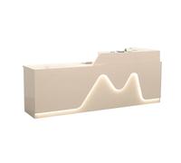 BVCL Bureau d'accueil, tiroir de comptoir avec Serrure, Armoire avec Porte, éclairage LED, for Bureau, Salon de Coiffure, Hall d'entrée et Magasin(Beige Right,280cm)