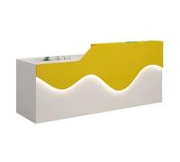 BVCL Bureau de réception avec lumières LED, tiroir verrouillable, comptoir, for barbier, Salon, Magasin de vêtements(Yellow Right,320cm)