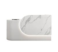 BVCL Comptoir d'accueil avec tiroir et étagères Ouvertes, éclairage LED, for Magasin de vêtements, locaux d'entreprise, café-Boutique(Stone Pattern - Right,240cm)