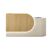 BVCL Comptoir d'accueil avec tiroir et étagères Ouvertes, éclairage LED, for Magasin de vêtements, locaux d'entreprise, café-Boutique(Wood Color - Left,180cm)