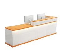 BVCL Comptoir d'accueil avec tiroir verrouillable et Montage Facile for supermarché, Magasin de proximité, hôtel, Bureau, Salon de Coiffure, Boutique, Spa(Orange Right,240cm)