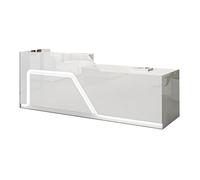 BVCL Comptoir d'accueil avec tiroirs verrouillables, placards à Portes et éclairage LED, idéal for Magasin, Salon de Coiffure, Boutique ou café. Montage Facile.(White - Left,260cm)