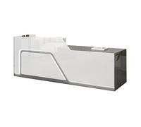 BVCL Comptoir d'accueil avec tiroirs verrouillables, placards à Portes et éclairage LED, idéal for Magasin, Salon de Coiffure, Boutique ou café. Montage Facile.(Gray+White - Left,120cm)