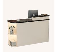 BVCL Comptoir d'accueil Professionnel à éclairage LED, tiroir verrouillable et Armoire Ouverte, for hôtels, boutiques, magasins de vêtements(Black - Right,100cm)