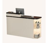 BVCL Comptoir d'accueil Professionnel à éclairage LED, tiroir verrouillable et Armoire Ouverte, for hôtels, boutiques, magasins de vêtements(Black - Left,80cm)