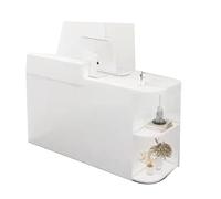 BVCL Comptoir de Réception Professionnel avec Tiroirs Verrouillables, Portes LED et Grand Plateau | pour Hôtels, Bureaux et Entreprises(White - Left,110cm)