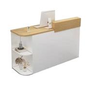 BVCL Comptoir de Réception Professionnel avec Tiroirs Verrouillables, Portes LED et Grand Plateau | pour Hôtels, Bureaux et Entreprises(White Wood Grain - Right,100cm)