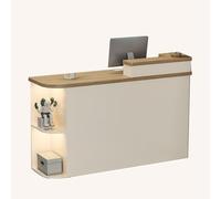 BVCL Comptoir Réception Professionnel - Grands Compartiments Ouverts + tiroirs et armoires | pour Entreprises, Hôtels, Cafés(Dark Wood Color - Right,80cm)