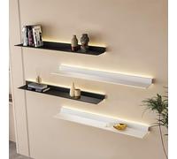 BVCL Étagère Murale en Métal avec Éclairage LED Intégré, Présentoir à Suspendre pour Cuisine, Salle De Bain, Salon, Style Moderne(White,100 cm)