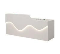 BVCL Grand comptoir d'accueil avec éclairage LED, tiroirs verrouillables et Passe-câbles, idéal for Bureau, Salon de beauté, Hall d'entrée ou Domicile.(White - Left,240cm)