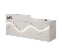 BVCL Grand comptoir d'accueil avec éclairage LED, tiroirs verrouillables et Passe-câbles, idéal for Bureau, Salon de beauté, Hall d'entrée ou Domicile.(Stone Pattern - Left,360cm)