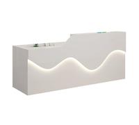 BVCL Grand comptoir d'accueil avec éclairage LED, tiroirs verrouillables et Passe-câbles, idéal for Bureau, Salon de beauté, Hall d'entrée ou Domicile.(White - Right,220cm)