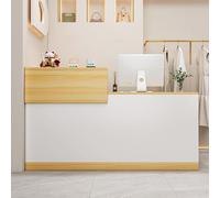 BVCL Reception Desk with Storage Shelves and counters, Small Office Front Desk, Salon Checkout Counter, Retail Store, Business Office, Reception Area, Walnut Color(Left,47")