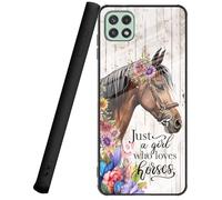 BVCLKJPOI Coque pour Samsung Galaxy A22 5G de 6,6", coins résistants aux chocs et anti-rayures - Coque de protection en TPU souple pour Galaxy A22 5G pour homme et femme, cheval fleur