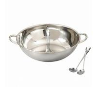 Bvdfgk Compartment Cookware Marmite à Double Cloison Acier Inoxydable Poignées Résistantes avec Louche et Écumoire Adaptées à, 32 Cm, Pot À Fondue Mandarin Sans Couvercle Pour 4 À 6 Personnes