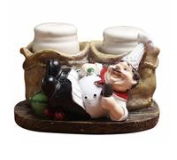 Bvdfgk Figurine Chef Résine Miniature Support Porte-bouteille Panier Biscuitier Décoratif pour Cuisine Maison Bar Café Table de Fête Amateurs Culinaires, Chef Menteur