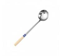 Bvdfgk Louche à Soupe Ustensile Cuisine Manche Long Isolant en Inox Bol Profond Ergonomique Facile à Laver Adaptée Repas Collectif Maison Restauration, 10 Liang, Poignée En Bois