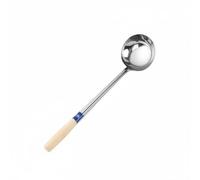 Bvdfgk Louche à Soupe Ustensile Cuisine Manche Long Isolant en Inox Bol Profond Ergonomique Facile à Laver Adaptée Repas Collectif Maison Restauration, 12 Liang, Manche Bois